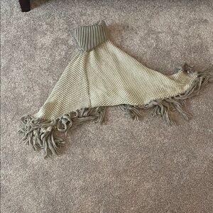 The Limited Gray and Cream Fringe Poncho